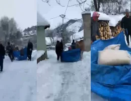 Büyükçit Köyü’nde kar engeline ‘İmece’ usulü çözüm