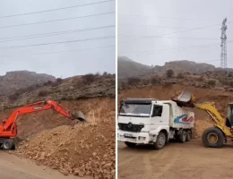 Tanjant yolda genişletme çalışması yapılıyor