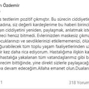 Torul Belediye Başkanı Özdemir Covid-19 olduğunu duyurdu