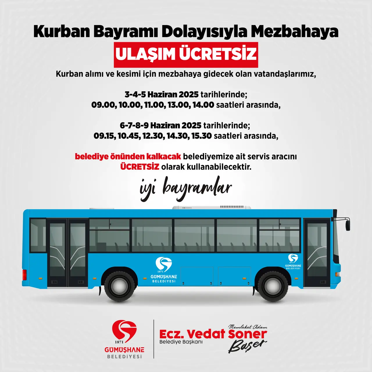 Gümüşhane’de Kurban Bayramı’nda toplu taşıma araçları ücretsiz #haberi, #haberleri, #Gümüşhane #haber