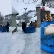 Büyükçit Köyü’nde kar engeline ‘İmece’ usulü çözüm