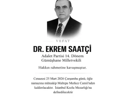 Gümüşhane Eski Milletvekili Dr. Ekrem Saatçi Vefat Etti